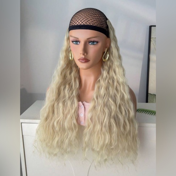 Natural Curly Ash light Blonde Volumizing beautiful Hair extesnsions Set 24 in - Picture 10 of 10
